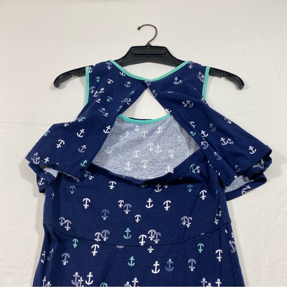 SO Maxi Stretch Dress Tank top sleeves anchor pattern Casual dress size 16 - Picture 8 of 14